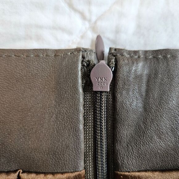 Cigno Nero Buttery Soft Brown Tan Tailored Austrian Leather Lined Mini Skirt 36 - Picture 7 of 10